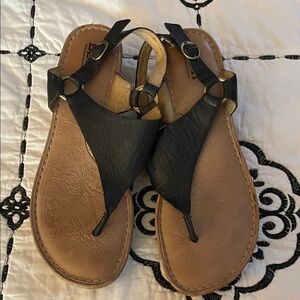 Born Black Leather Sandals